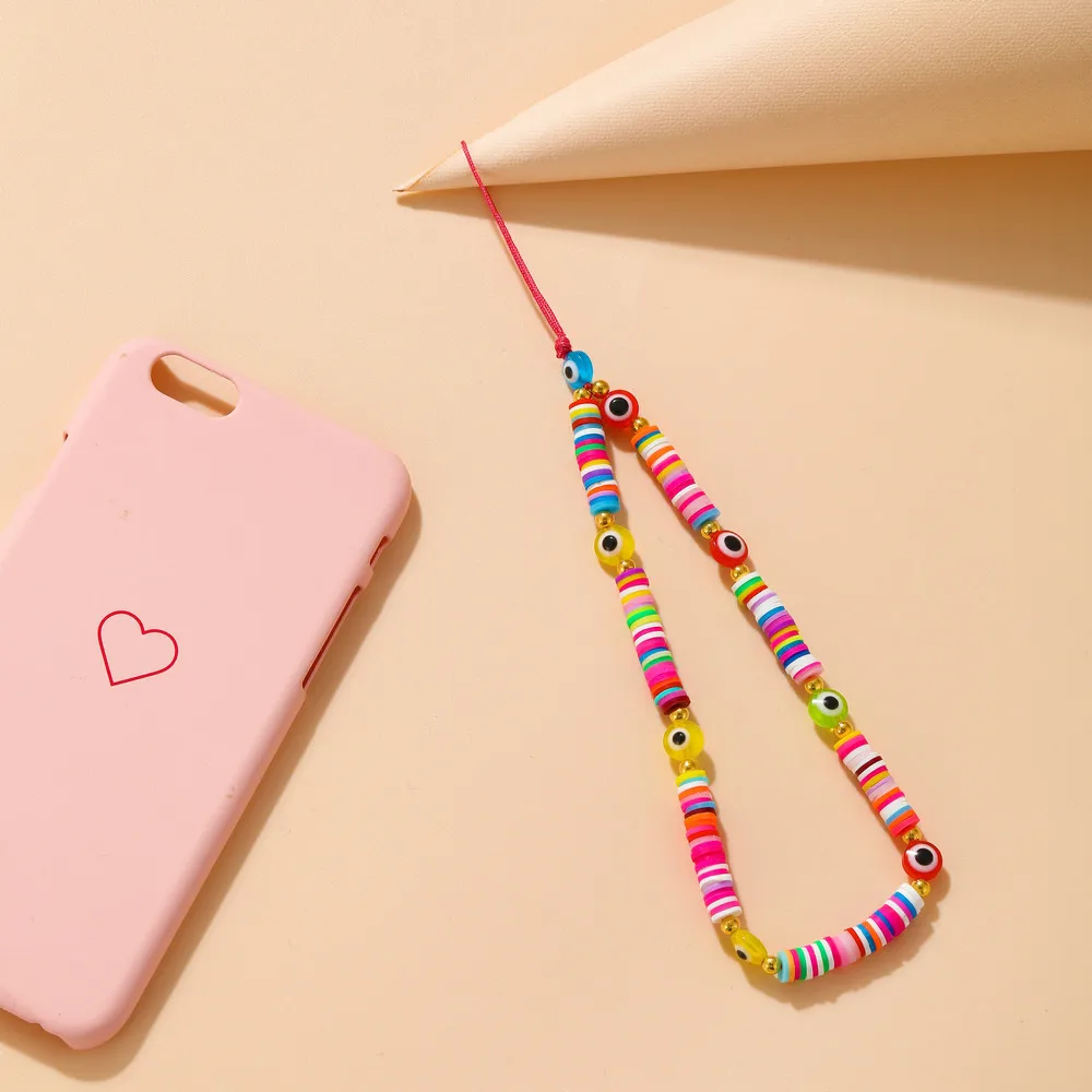New creative fashion acrylic mobile phone chain multi-color eyes DIY mobile phone chain key chain custom