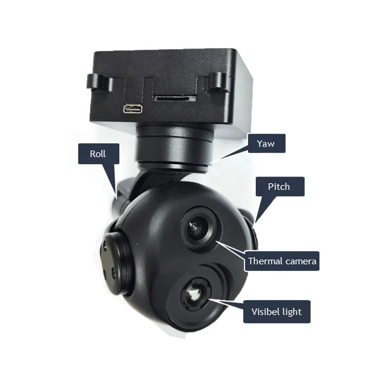 1080P visible light +256 thermal imaging dual light with dual output 200g small pod camera wireless Security gimbal