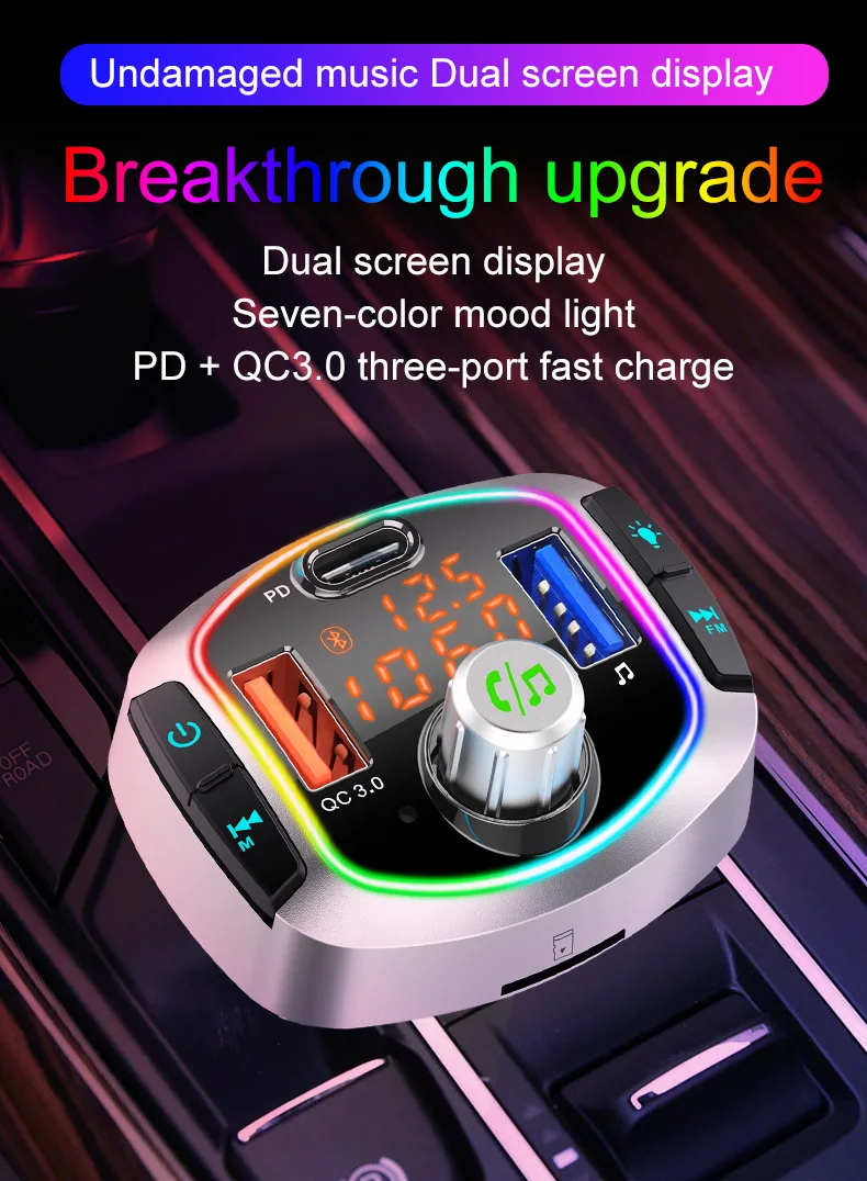 BC63 автомобильное зарядное устройство для телефона Bluetooth Fm-передатчик автомобиля фургона внедорожника