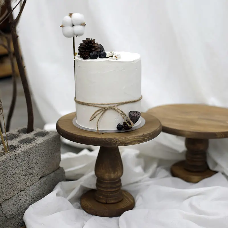 Wedding Nordic Style Dessert Table Wooden Cake Plate Mo Ri Wood Stand Tall Snack Acacia