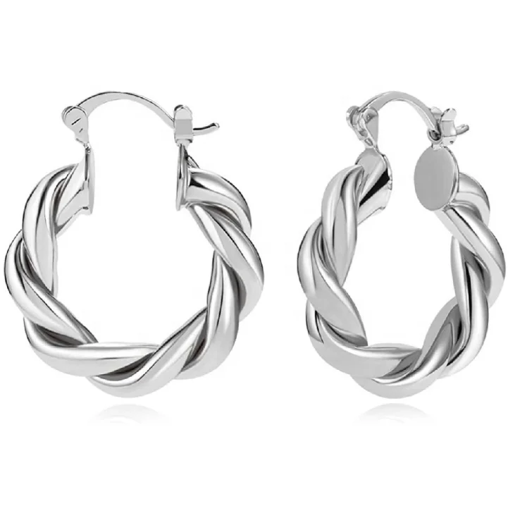 18k gold plated jewelry C shape earrings gold twist hoop earrings for women 2021 wholesale