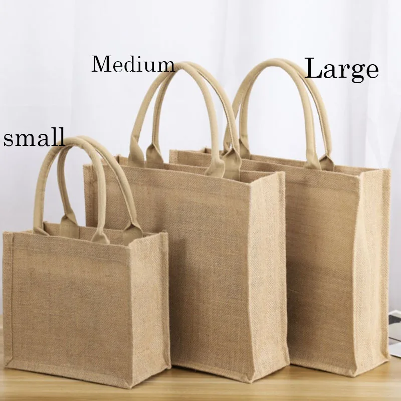 Women Wedding Bridesmaid Gift Bag, Custom Printing Design Small Size Jute Bag With Bow Decoration