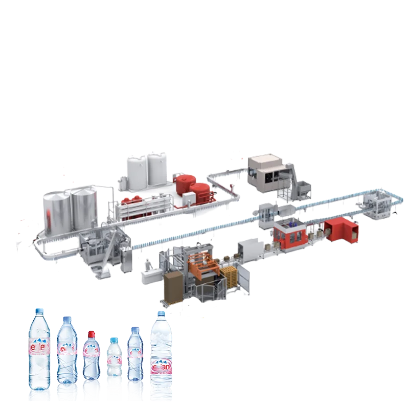 complete water production line includes blowing/Water treatment/filling/labelling/wrapping/palletizers machines