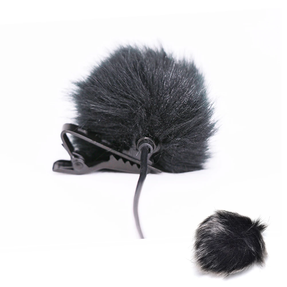 Professional outdoor Microphone Fur Windshield Furry Wind muff for compact Mini Lapel Lavalier Mics with clip