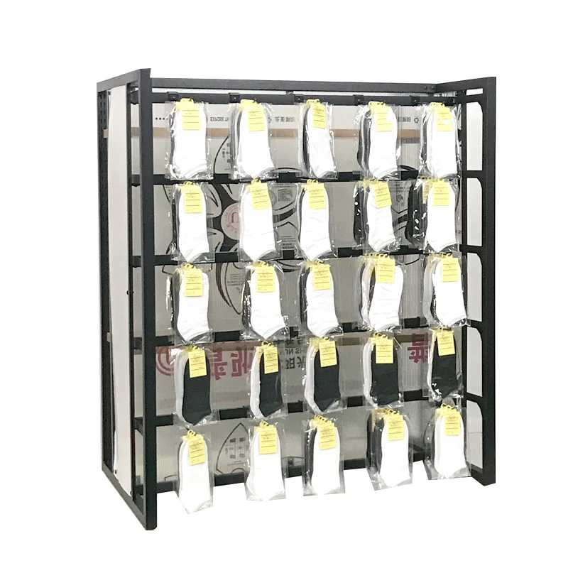Retail metal Shelving Miniso Shop Furniture Market Rack Store hanging sock Display Racks