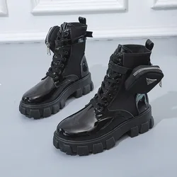 Plus size pocket Martin boots 2021 new strap shiny personality style ladies fashion ankle winter boots for women