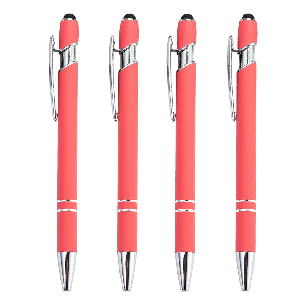 Small MOQ laser engraved custom logo pinkish rubber bic aluminium pen wholesale touch screens 2 in 1 stylus 1mm for tablet phone