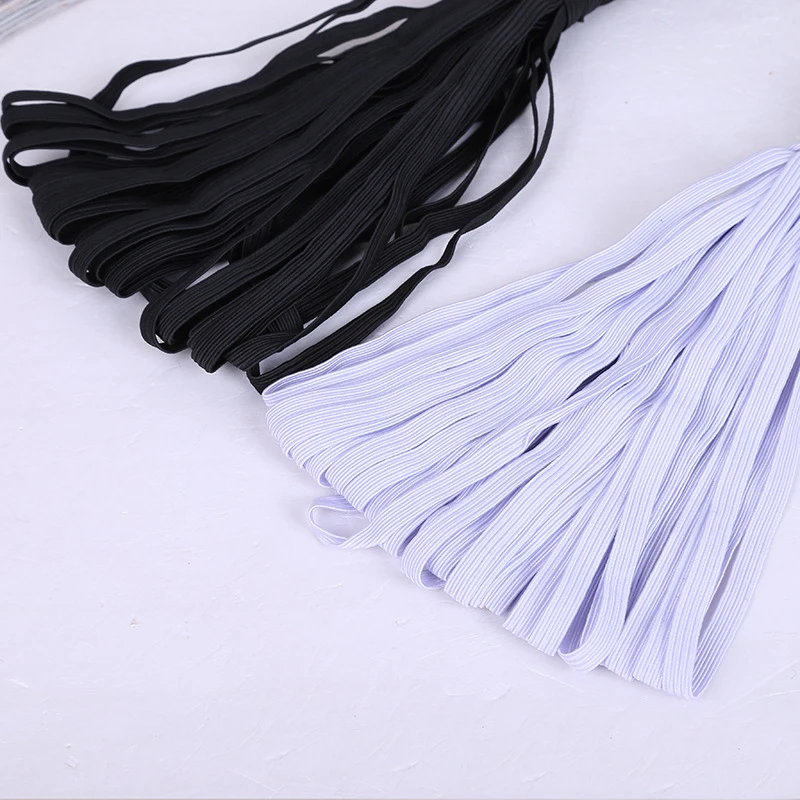 Flat Black And White Knitted Rubber Braided Binding Elastic Band