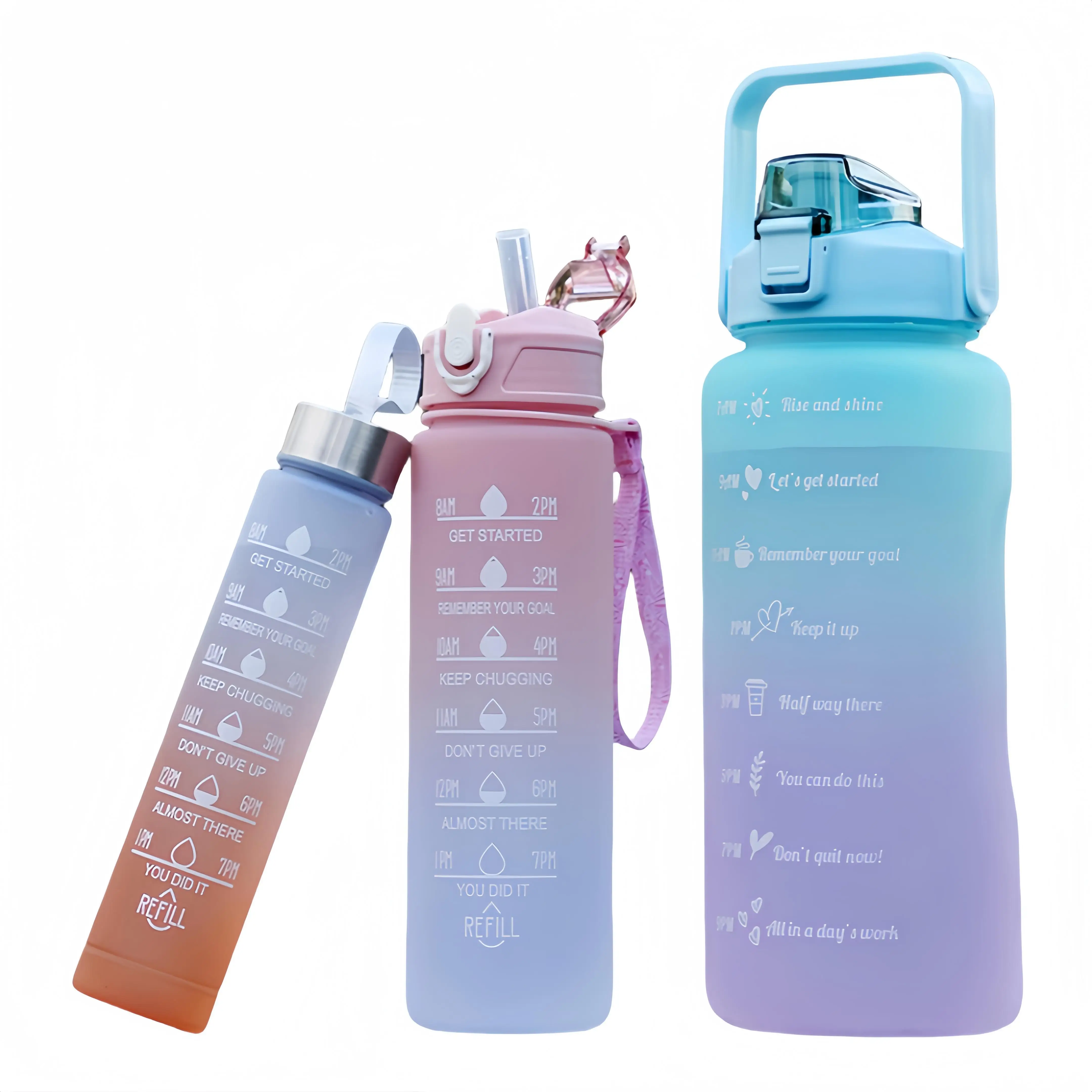 Best Selling 3-in-1 Water Bottle Fitness Sports Straw water bottle set of 3