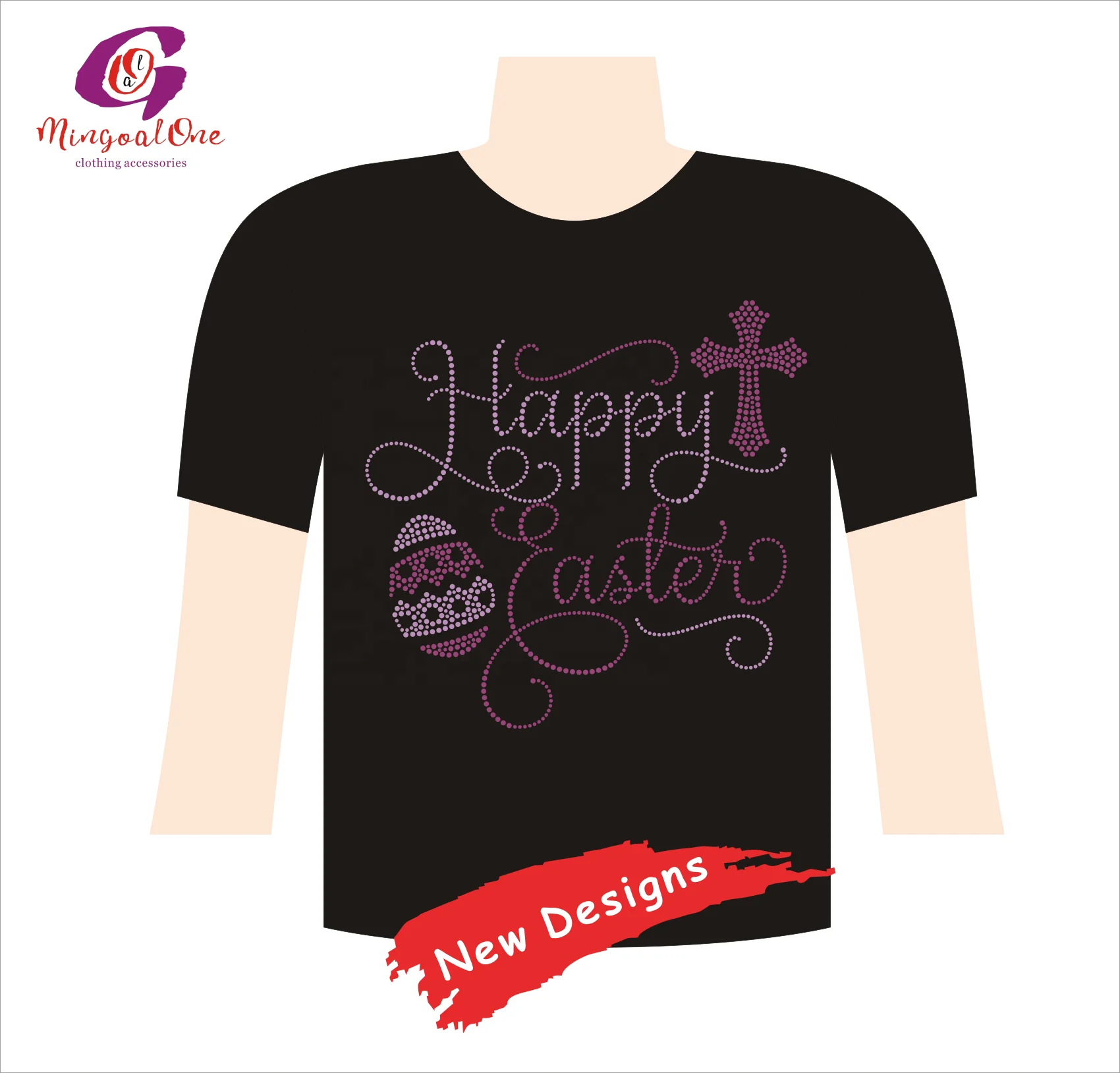 Wholesale Price Bling Happy Easter Holiday Letters Rhinestone Heat Transfer LOVE Easter Logo Rhinestone Transfer for T Shirt