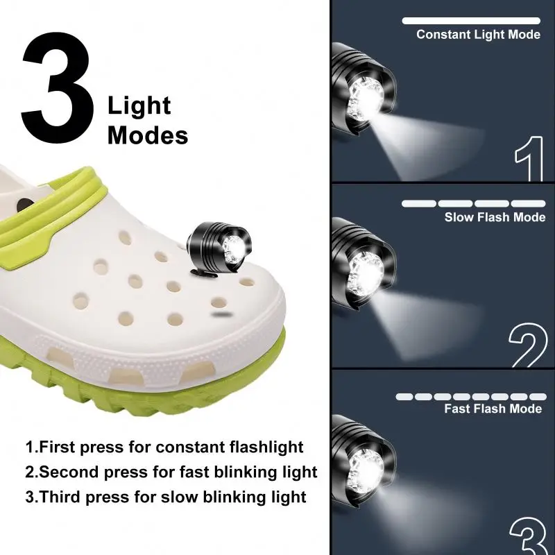 Wholesale Shoe light Charms Clog headlights for shoe light up LED headlights flashlights metal headlight for garden shoes Hiking