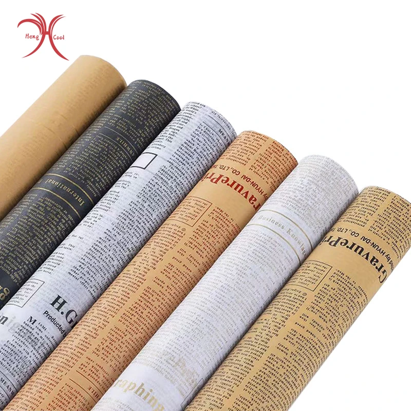 Classic Design English Newspaper pear paper flower wrapping paper 28 pieces lined with bouquet gift wrapping material