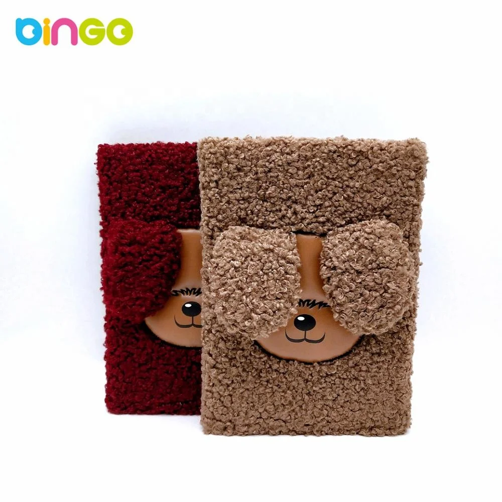 OEM wholesale cute personalized Fluffy Plush Diary Notebook with 3d dog