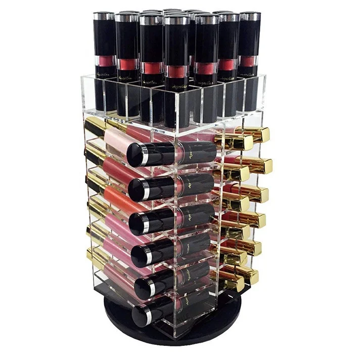 New Factory Lipstick Organizer Case Acrylic Display Rotating Cosmetic Makeup Clear Holder