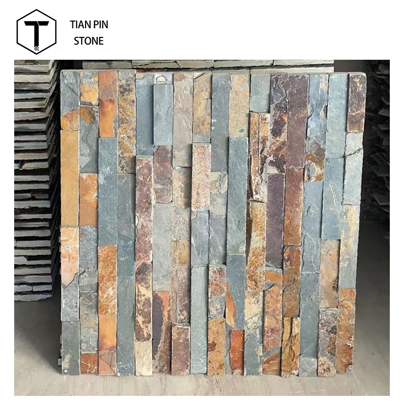 60x15cm black rusy slate wall tile stickers natural stone for interiors