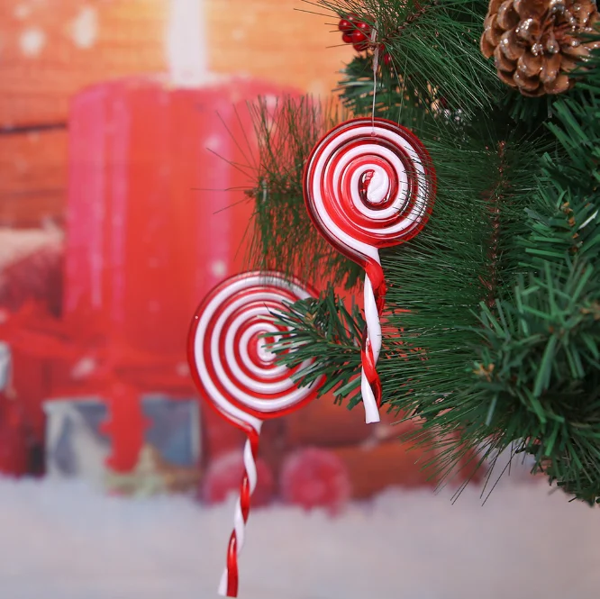 New Christmas lollipop decorations tree red and white candy