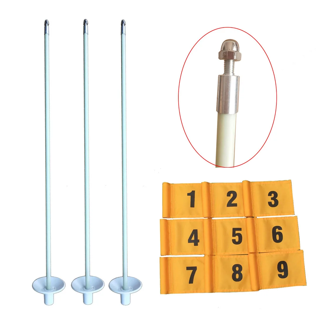 golf practice flag pole marker with stripped fiberglass stick