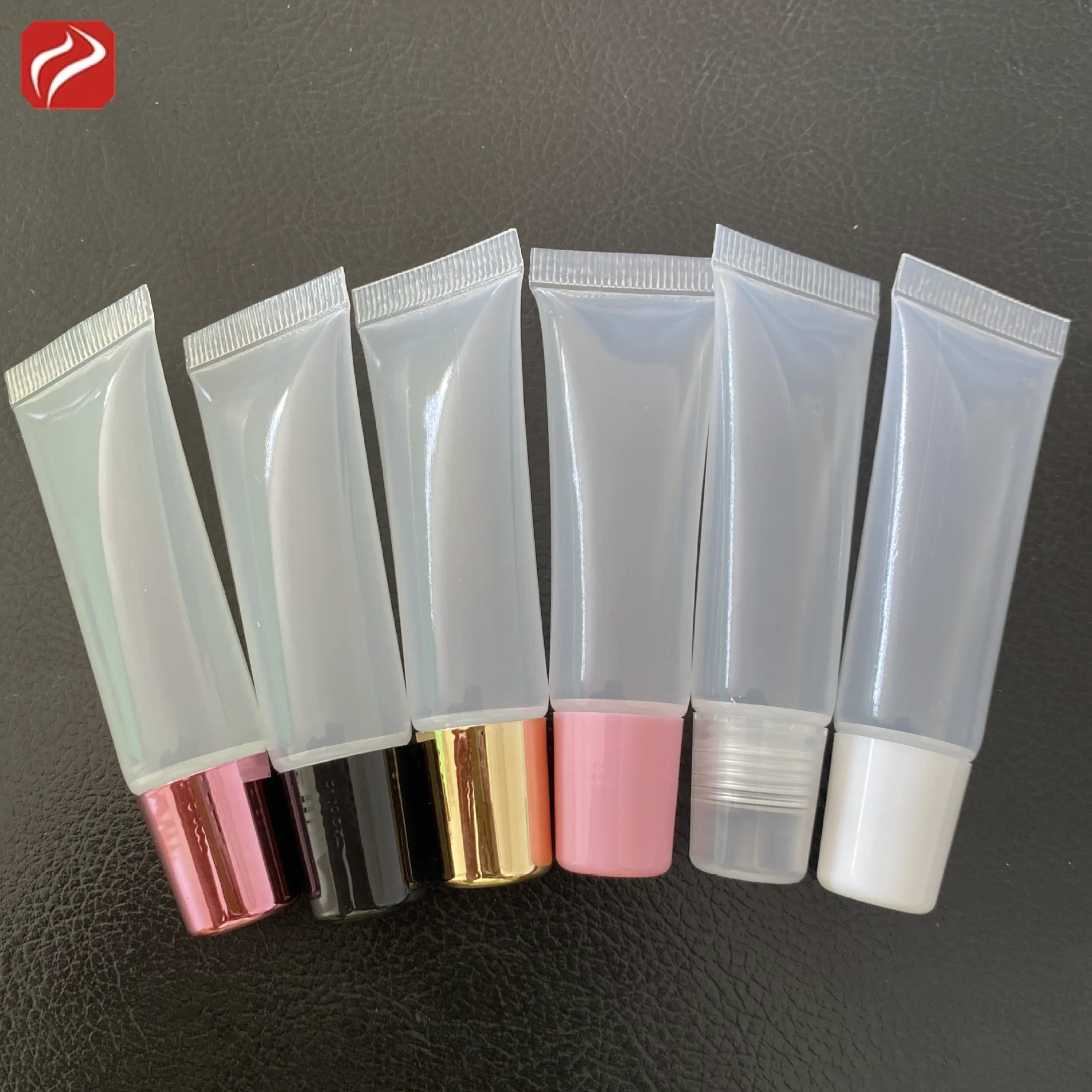 8ml 15ml High quality pink lip gloss tubes lip balm container with gold lid plastic PE tube