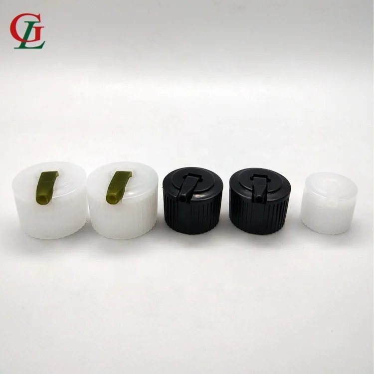 Hot sale 20/24/28-410 black translucent Turret PP plastic dispensing bottle cap, Spout cap, flip top cap for cosmetic bottles