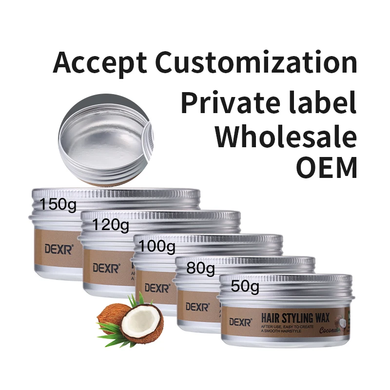 Private Logo Men Organic Coconut Oil Fruit Hair Wax Gel Edge Control Natural Light Hold Styling Hair Wax