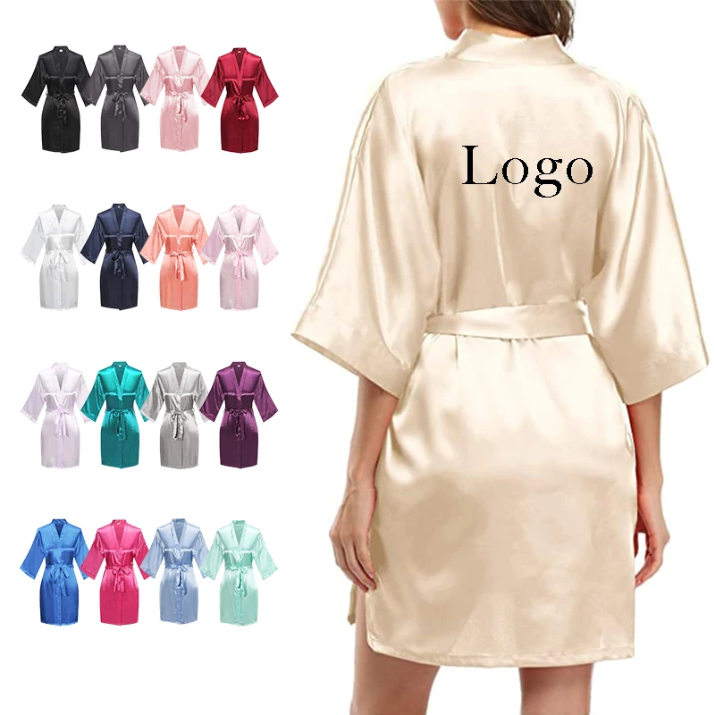 NANTEX Custom Logo Women Kids Silk Personalized Logo Robe Satin Women Wedding Bride Bridesmaid Robes