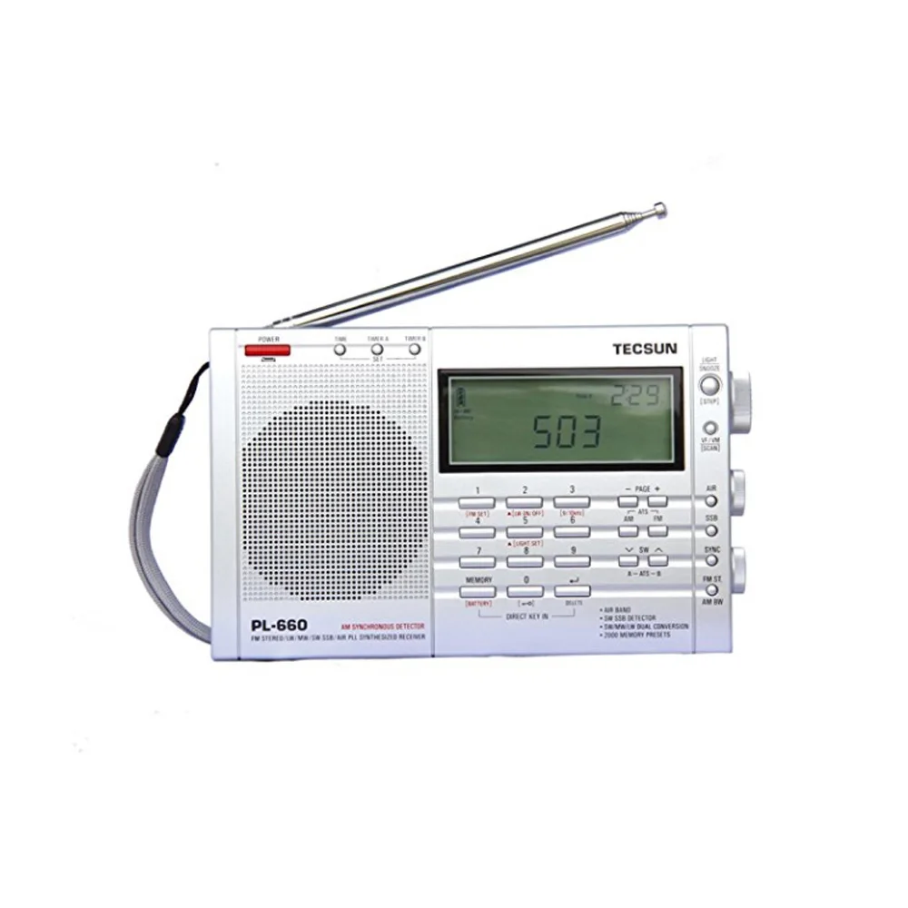 TECSUN PL-660 high quality  Multiband Dual Conversion Internet Portable Radio FM stereo, MW, LW, SW and SSB   Receiver digital r