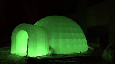 LED lighted inflatable igloo night club tent