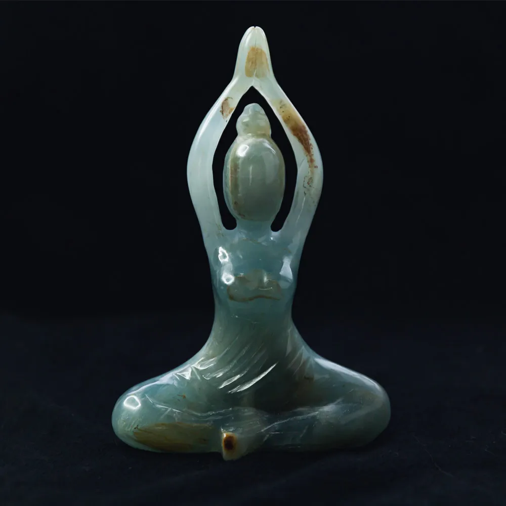Wholesale high quality natural healing stones folk crafts hand carved quartz  yoga lady goddess statues  for home decoration