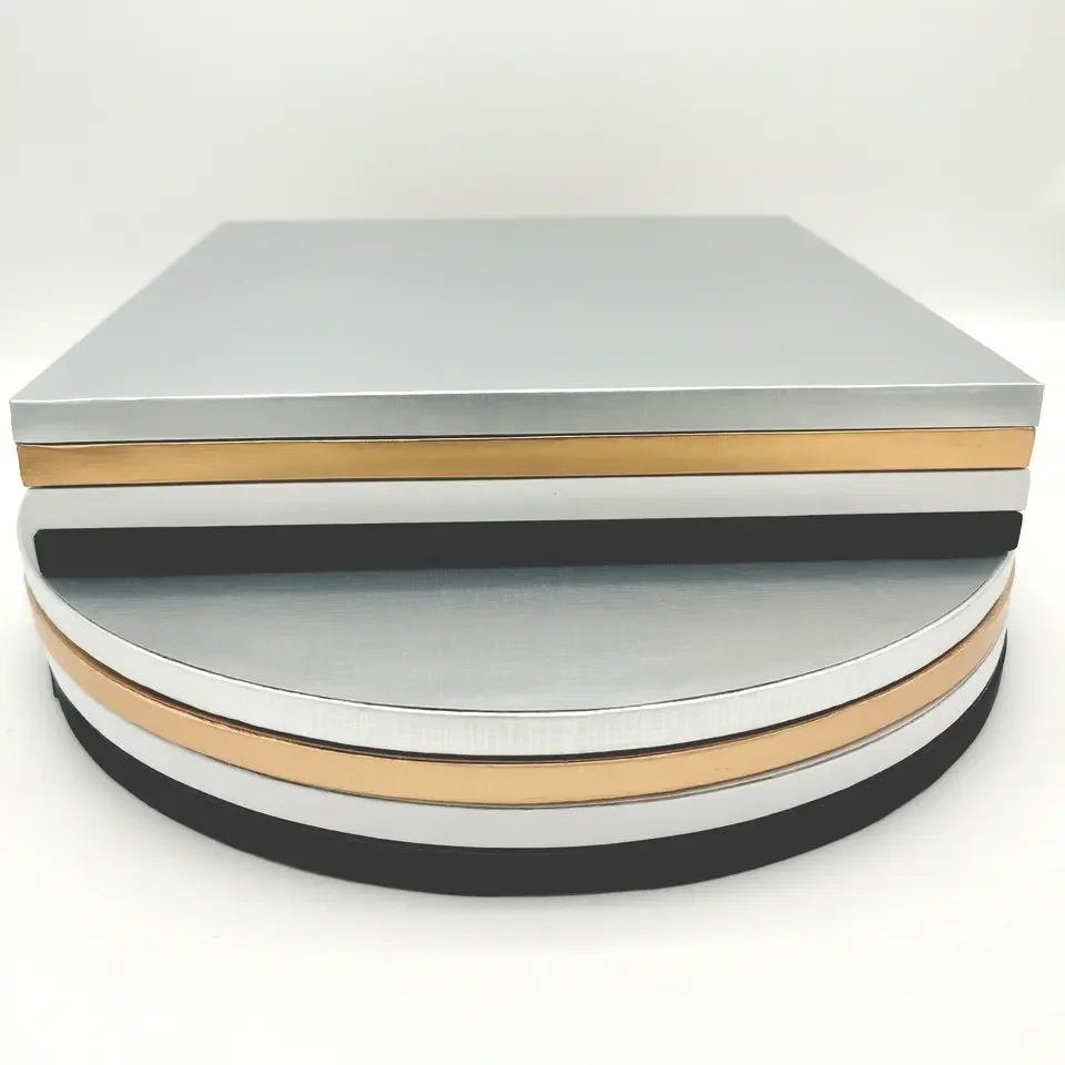 Recyclable Wholesale Custom 10/12 Inch Size Golden Foil 12mm Thick Round Cake Board Corrugated Cake Board Drum