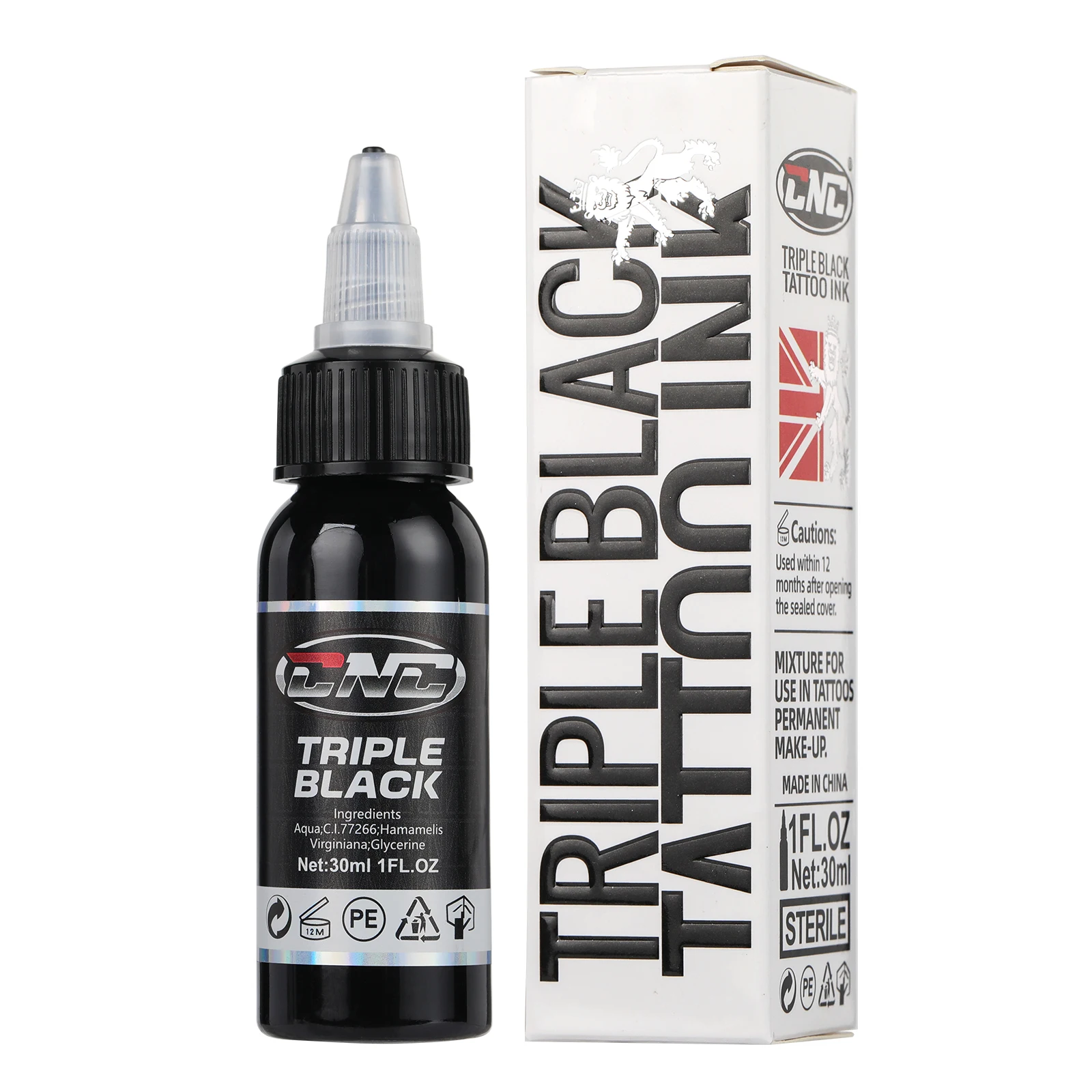 2025 Latest CNC Pure Black 240ML 8oz Tattoo Ink Precision Tip Bottle Package for Professional Tattoo Artist or Amateur