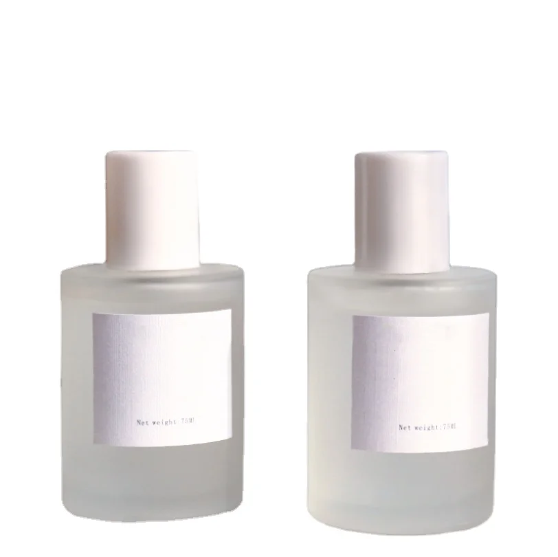 Plastic Lid Round Perfume Bottle 75ml Empty Glass Bottle Frosted botella de vidrio