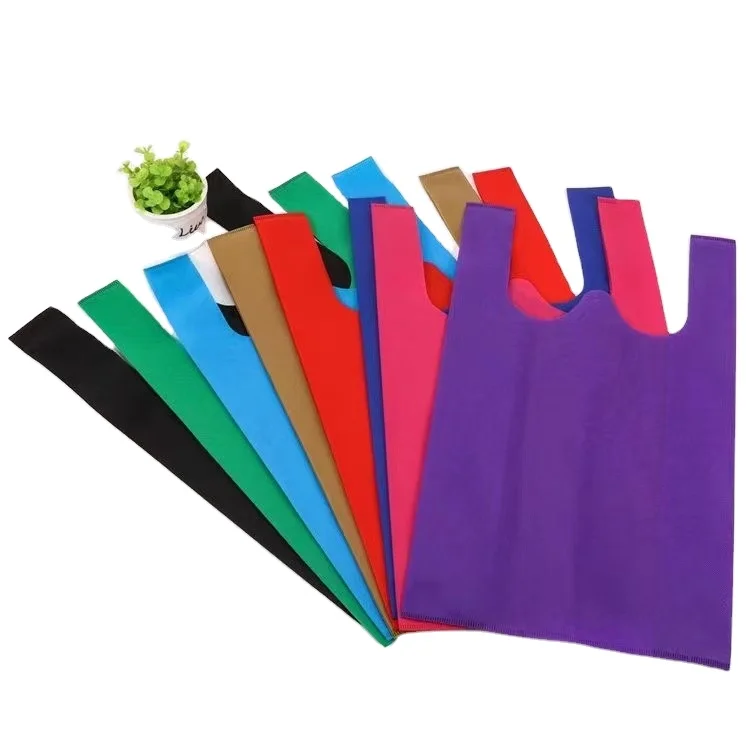 
Factory wholesale best price biodegradable vest bags pp Non woven T-shirt bag shopping 