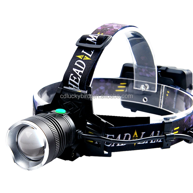 High Brightness Long Beam Distance Zooming Quality Rechargeable P70 LED Headlamp with Three Piece of High Capacity Battery