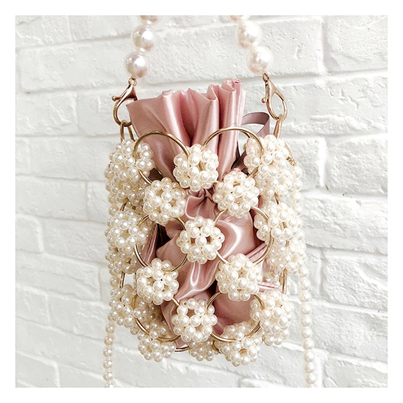 
Ажурные вечерние сумки с жемчугом для женщин, роскошные маленькие клатчи с бусинами и жемчугом, плетеные дамские сумочки на ремне для свадьбы и вечеринки 