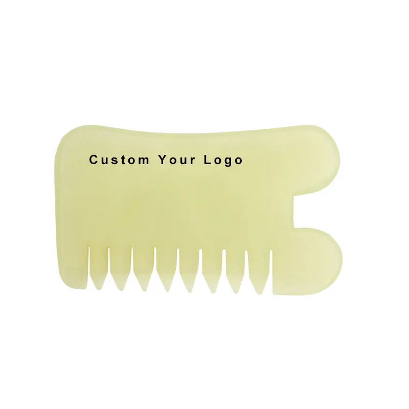 Natural Stone Head Massager Custom Private Label Jade Comb for Head Scraping Xiuyan Jade Gua Sha Comb
