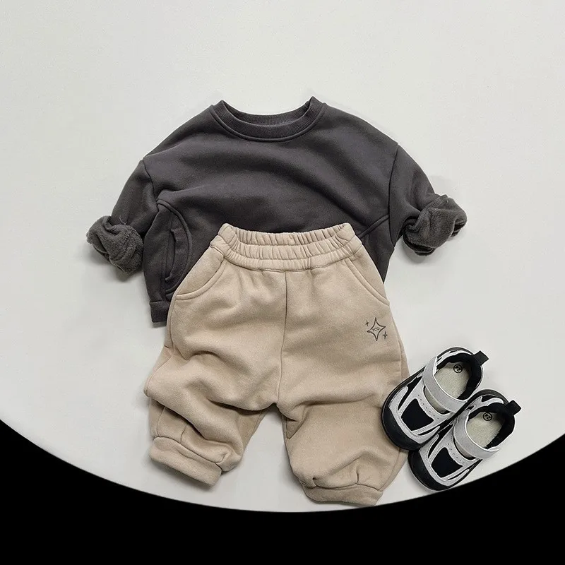 Winter Wholesale Baby Boy Sweatshirt Unisex Infant Girls Solid Gray Tops Clothing