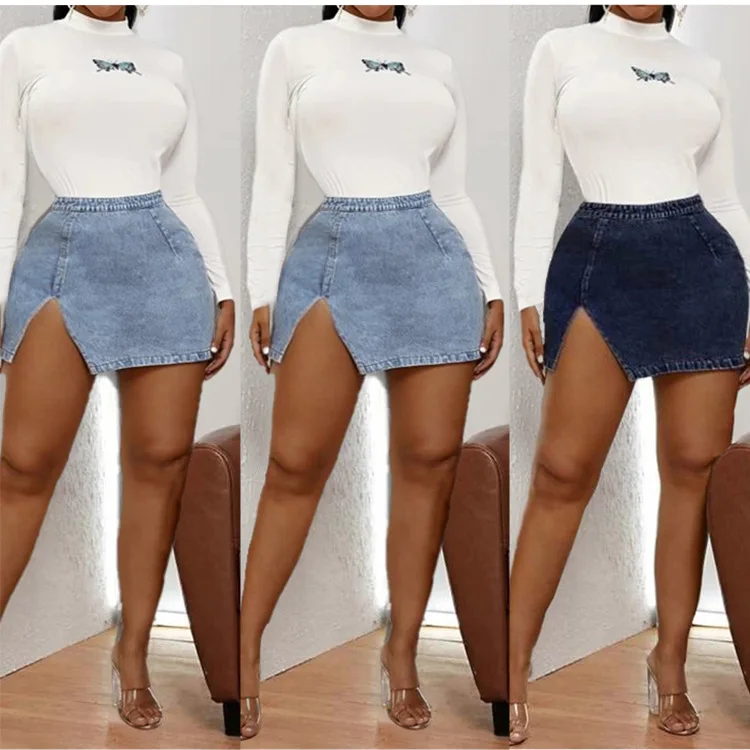 2021 New Denim Skirt Split Fork Jeans Dress Jeans Skirt Women Skirt Jeans