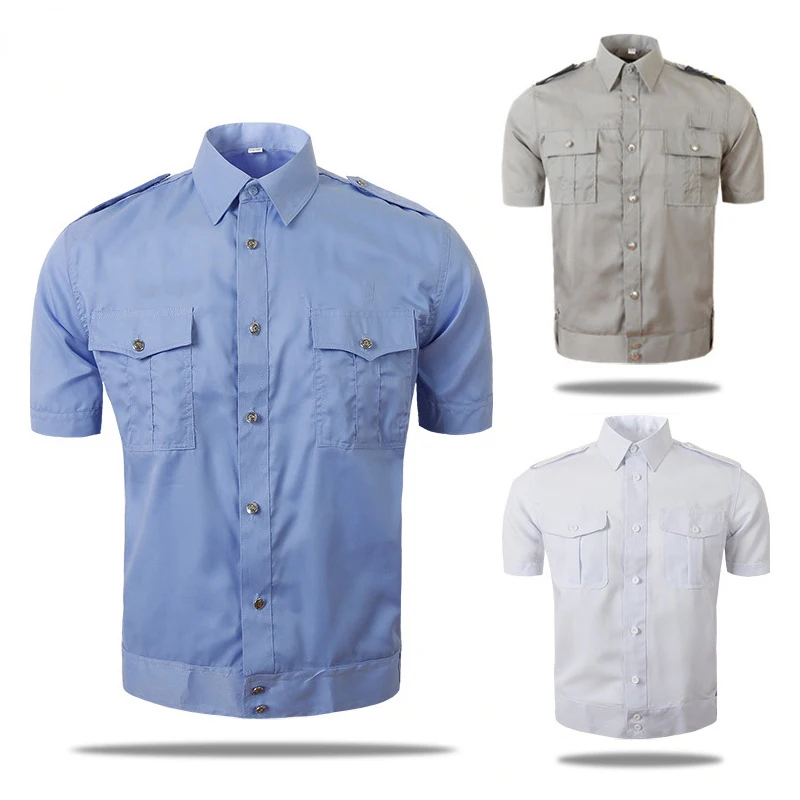 Custom Mens Button Up Work Uniform Cheap Security Guard Airpot Wear Shirt For Men airport security uniforms