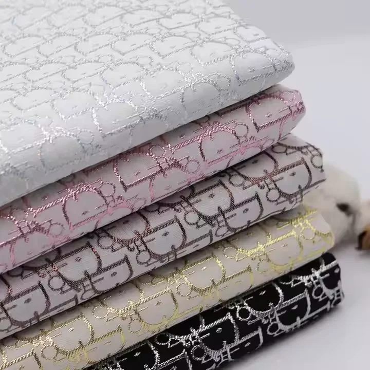Wholesale Tinsel Letter Jacquard Fabric for Interlinings & Linings for Sofa Bags Hats Shoes Clothing