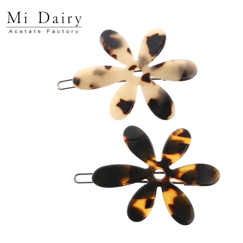 MiDairy tortoiseshell color flower shaped side hairpin hair grips alligator  clips for women girls 830070