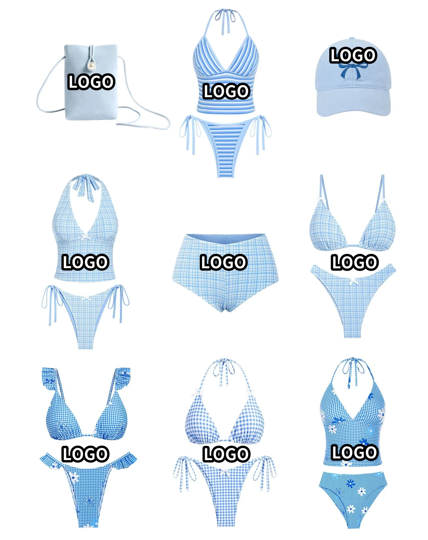High Quality Two-Piece Beachwear Women Custom Color Bikini Set Backless Decoration Breathable Customizable Adults Beach Bathing