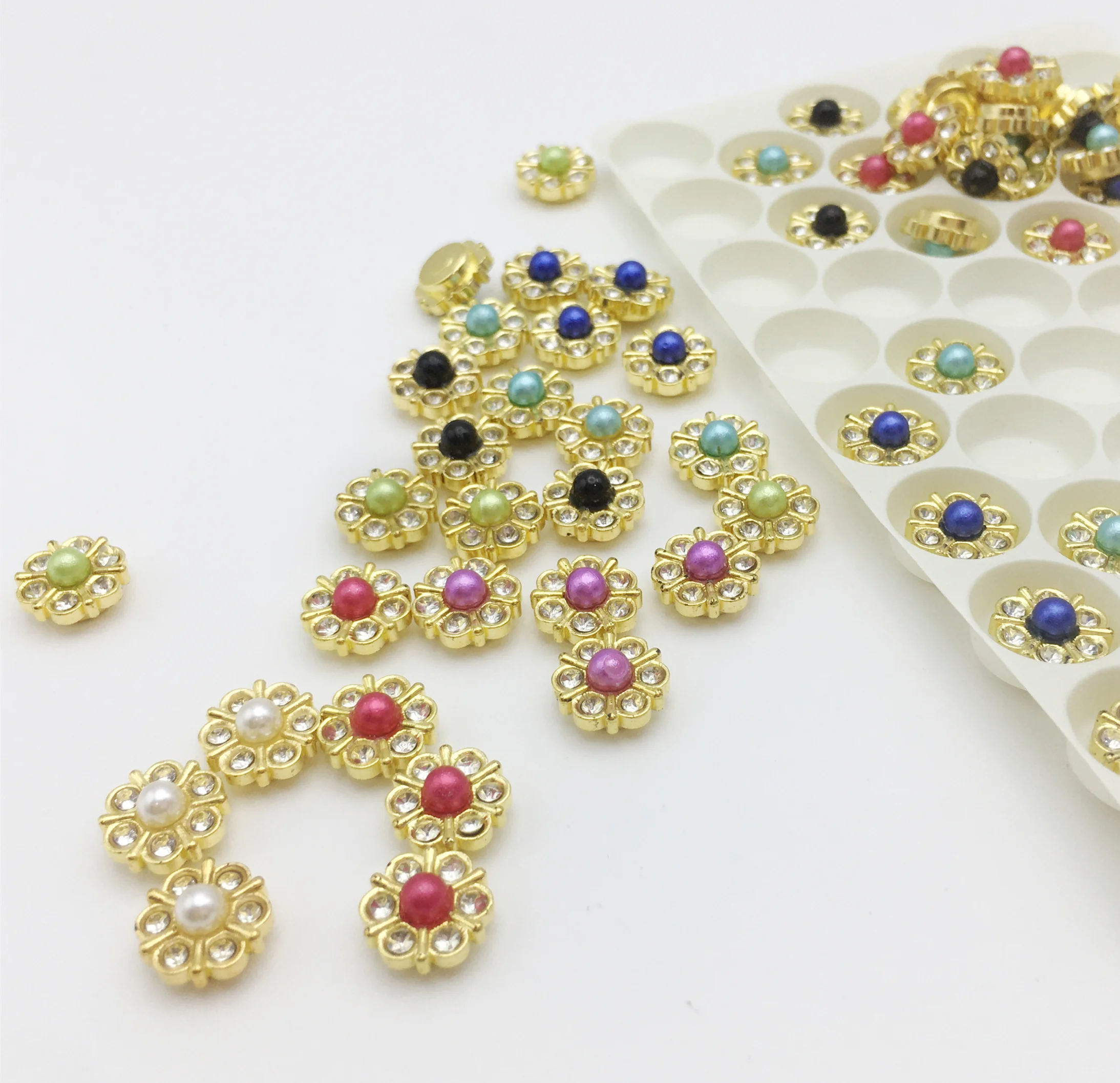 SINRONG 10mm Plum Blossom Diamond Buckle DIY Machine Printed Jewelry Cross Color Flower Diamond Pendant Accessories