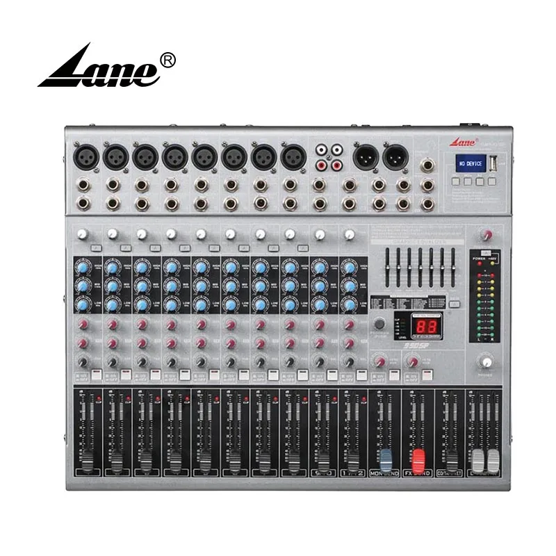 Lane GMX-12/2D Good Quality USB Interface DJ Mixing Board 12 Channel  powered Audio Mixer Amplifier