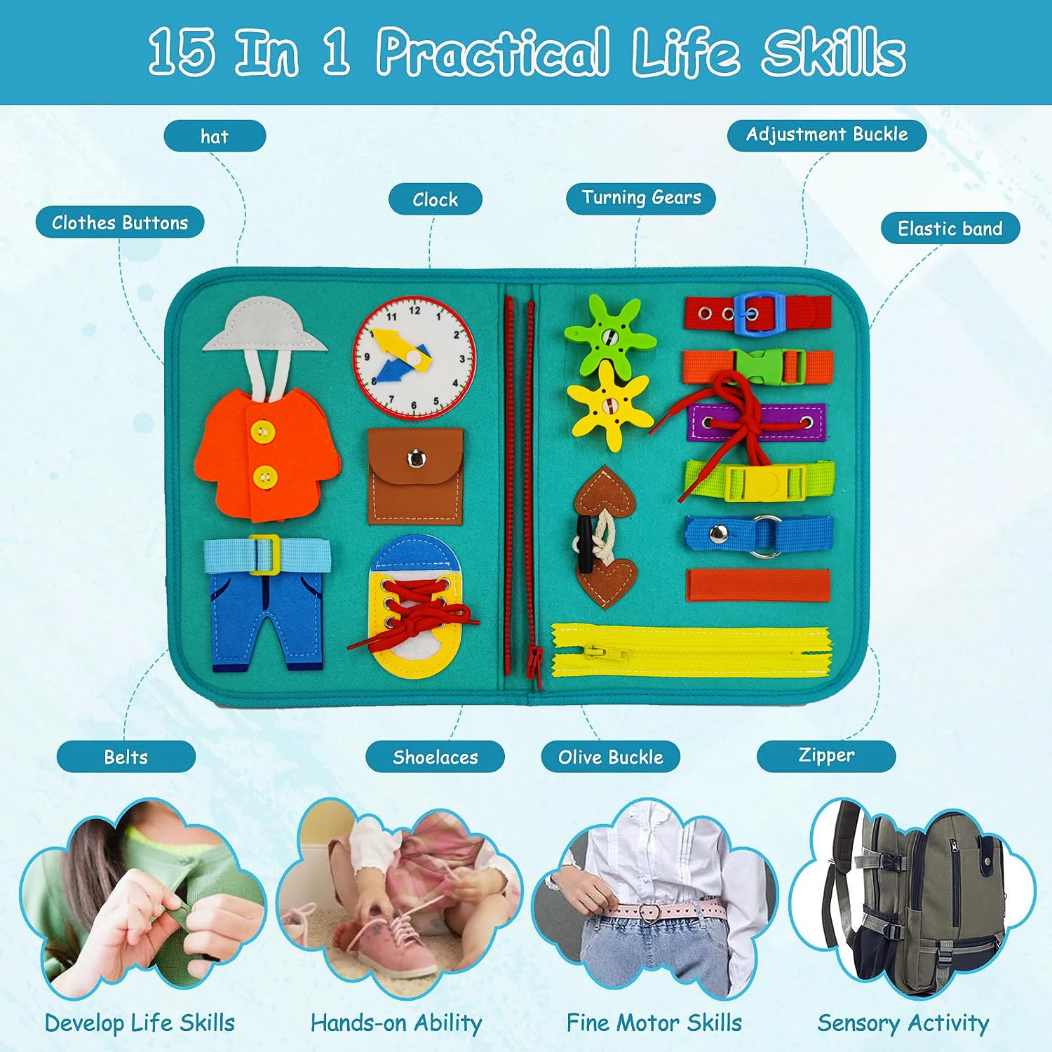 OEM Montessori Educational Toys Soft Felt Book Quiet Activity busy board for 1 2 3 4 5 6 Year Old