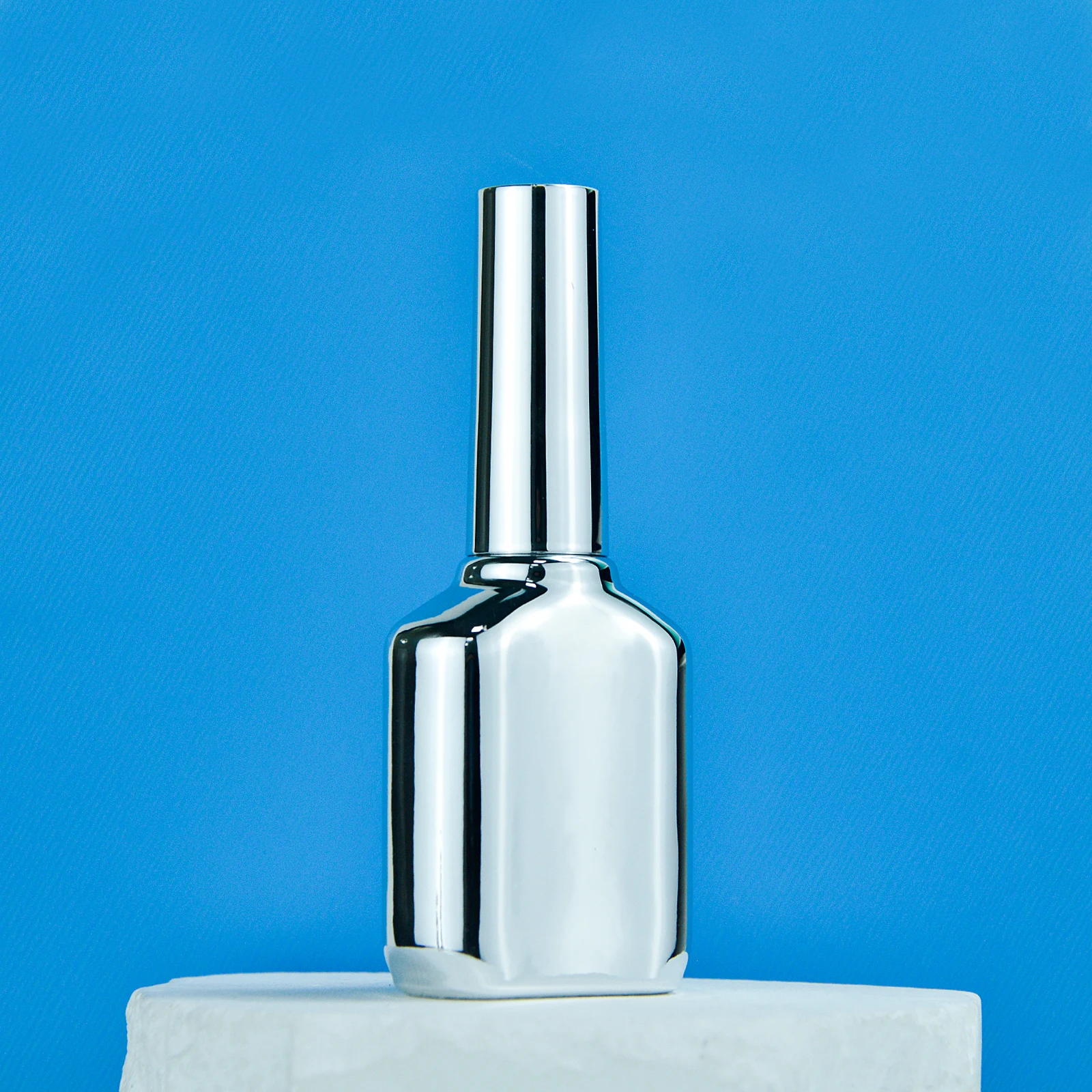 Factory OEM Custom Empty Uv Gel Nail Polish Glass Bottle With Cap Flat Dupont Brush Guangzhou Electroplate Plating Silver Bottle