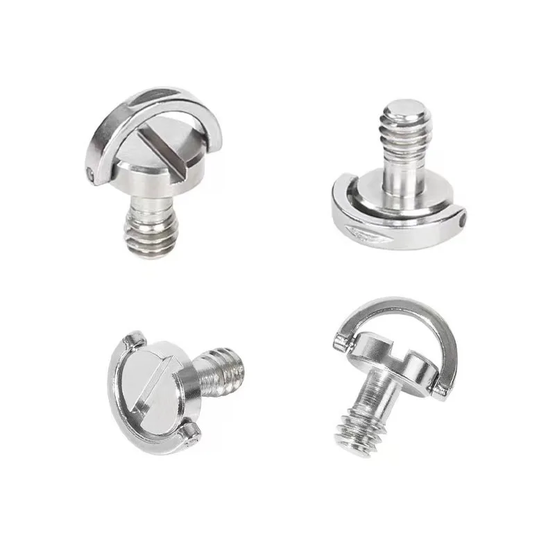 Stainless Steel 1/4 3/8 Inch Metric Flat Head Slotted C ring D ring screw Camera Tripod Monopod Quick Release Screw for Camera