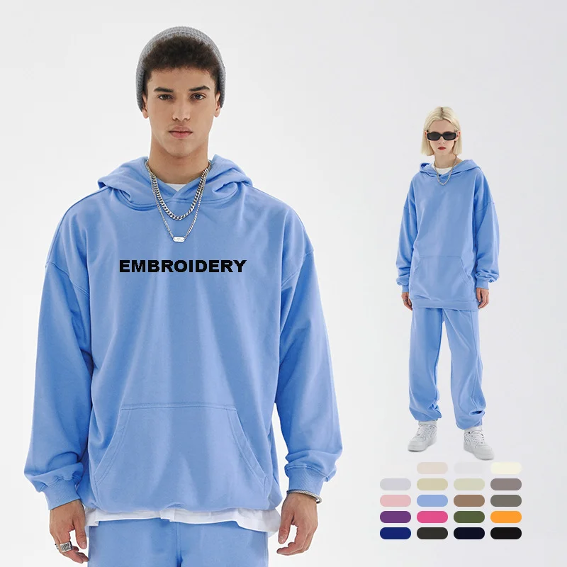 Custom Pullover Heavyweight Cotton Hoodie Logo Men Embroidery 400 500 Gsm Thick Blank Unisex French Terry Oversized Hoodies