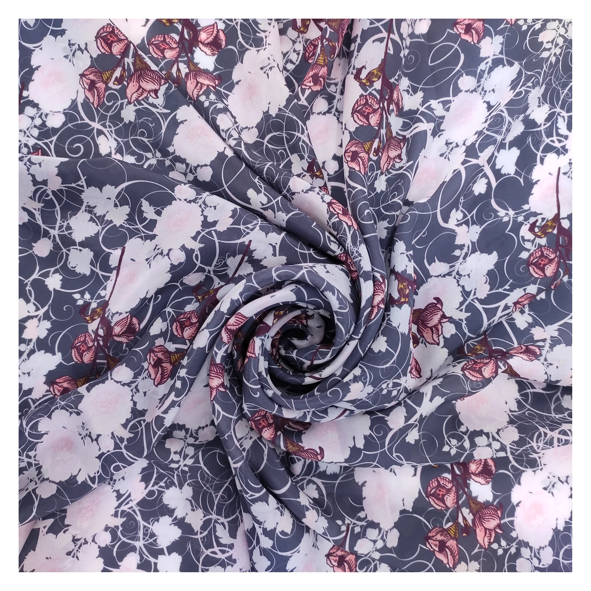 Новый дизайн, Цветочная шелковая ткань с цифровой печатью, шелковая органза, индийские шелковые ткани