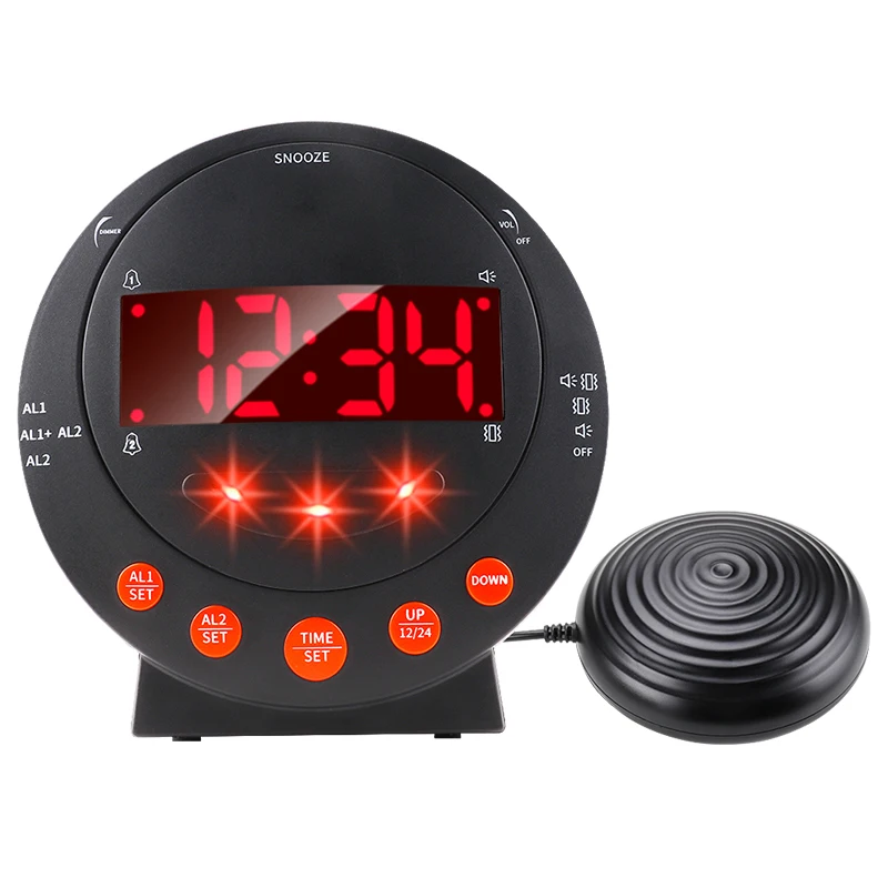 Dual Charger Led Digital Desk Bed With Shaker Vibrating Wrist Alarm Picture Clock