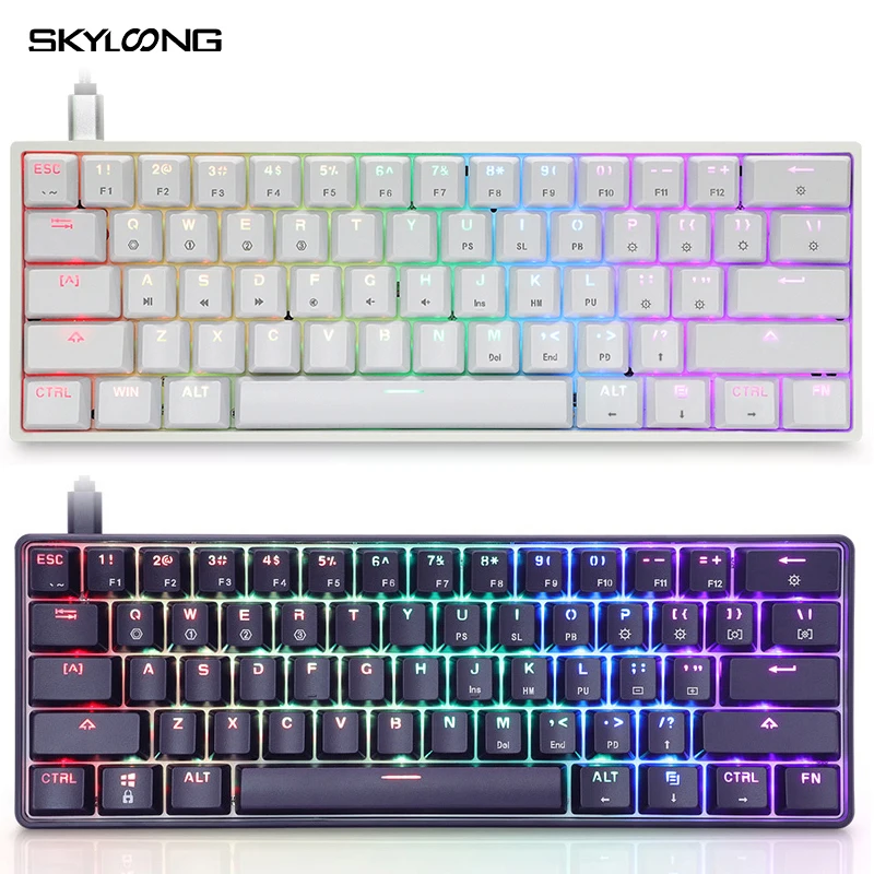 SK61 Gateron Hot selling wired pbt 61keys optical switch hot sale keyboard RGB 60% custom mechanical keyboard